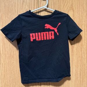 Puma Kids Navy Tee with Vibrant Red Logo
